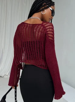 Princess Polly The Kennedy Sweater Burgundy Shop