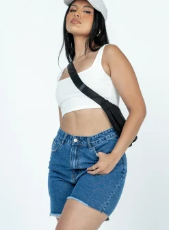 Princess Polly The Larashorts Dark Wash  Denim Discount