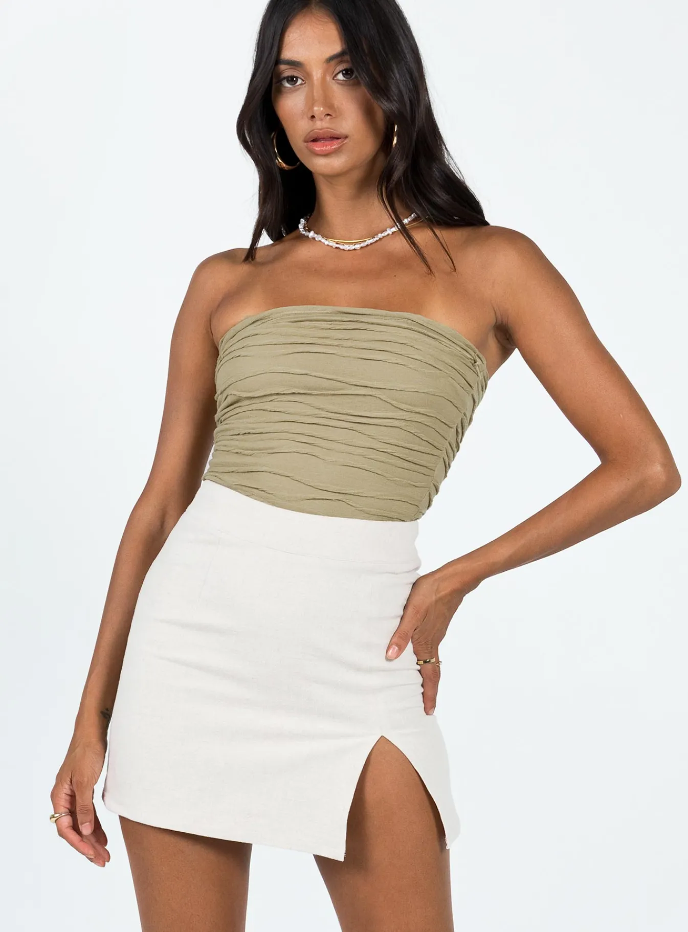 Princess Polly The Lola Mini Skirt Oatmeal Cheap