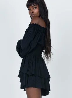 Princess Polly The Love Galore Long Sleeve Romper Black Shop