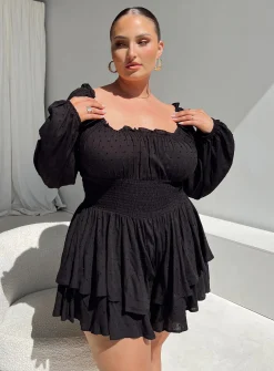 Princess Polly The Love Galore Long Sleeve Rompercurve   Black Fashion