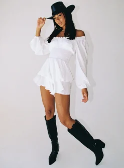 Princess Polly The Love Galore Long Sleeve Romper White Best Sale