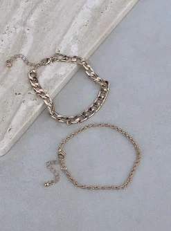 Princess Polly The Lover Bracelet Set   Gold Flash Sale
