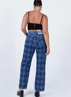 Princess Polly The Ragged Priest Detention Mid/Light Blue Jeans  Denim Flash Sale