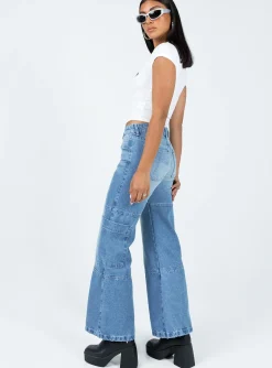 Princess Polly The Ragged Priest Low Rise Dad Jean  Light Blue Cheap