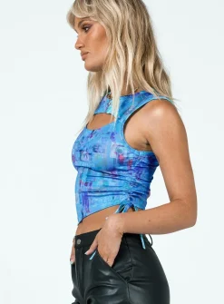 Princess Polly The Ragged Priest Program Vest Lycra  Blue Cheap