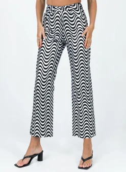 Princess Polly The Ragged Priest Wave Jeans Glitter Denim Silver /  Black Best