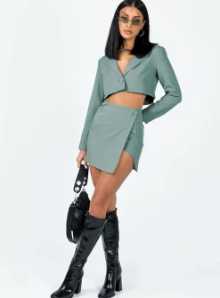 Princess Polly The Reggie Cropped Blazer Slate   Grey Fashion