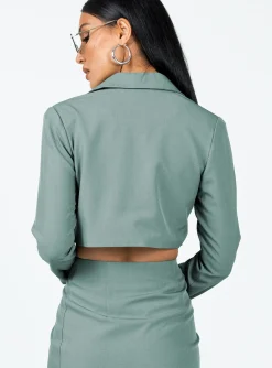 Princess Polly The Reggie Cropped Blazer Slate   Grey Fashion