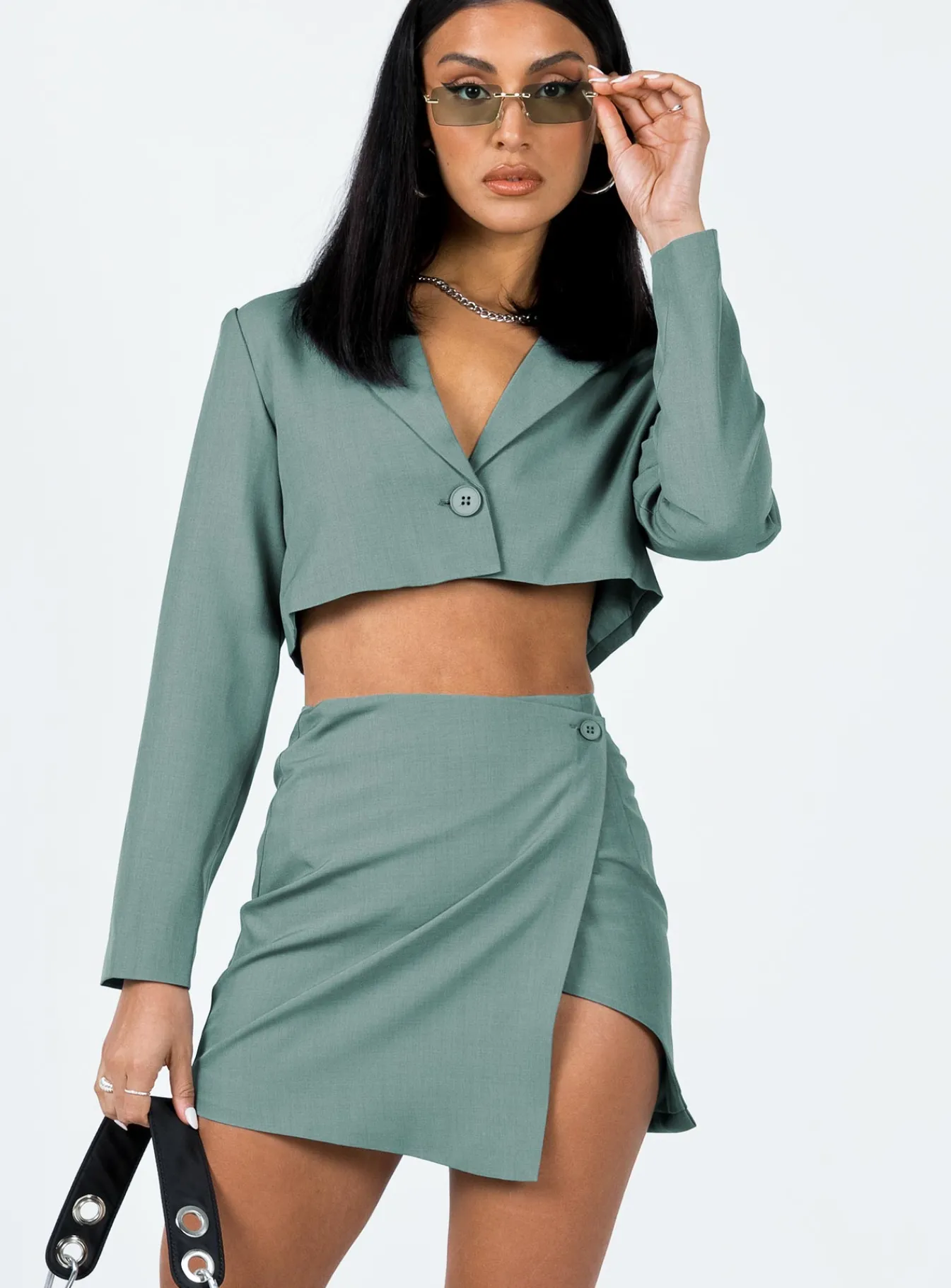 Princess Polly The Reggie Mini Skirt Slate Grey Clearance
