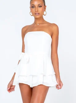 Princess Polly The Rolla Romper  White Cheap