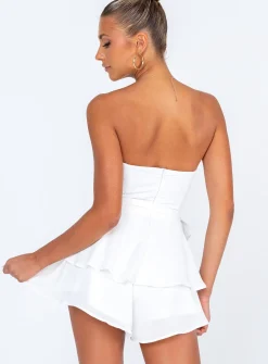 Princess Polly The Rolla Romper  White Cheap
