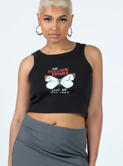 Princess Polly The Rolling Stones Butterly Cropped Tank  Black Flash Sale