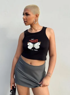 Princess Polly The Rolling Stones Butterly Cropped Tank  Black Flash Sale