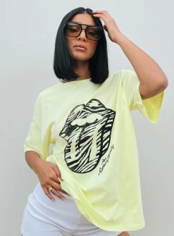 Princess Polly The Rolling Stones Start Me Up Oversized Tee  Green Cheap