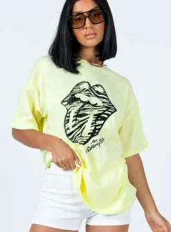 Princess Polly The Rolling Stones Start Me Up Oversized Tee  Green Cheap
