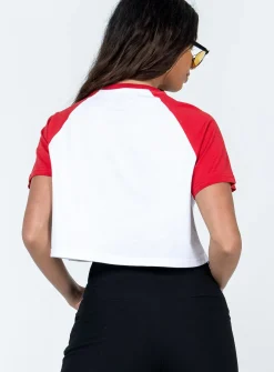 Princess Polly The Rolling Stones Steel Wheels Tour Cropped Tee  White Clearance