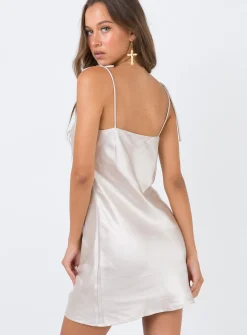 Princess Polly The Silky Slip Mini Dress  Champagne Shop