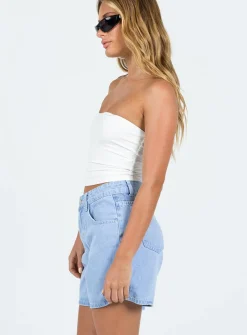 Princess Polly The Swalla Shorts Light Blue Light Blue Denim Cheap