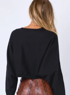 Princess Polly The Thorpe Cropped Sweatshirt Black Fashion