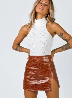 Princess Polly The Wren Mini Skirtcroc   Brown Clearance