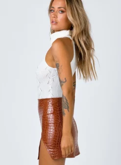 Princess Polly The Wren Mini Skirtcroc Brown Clearance