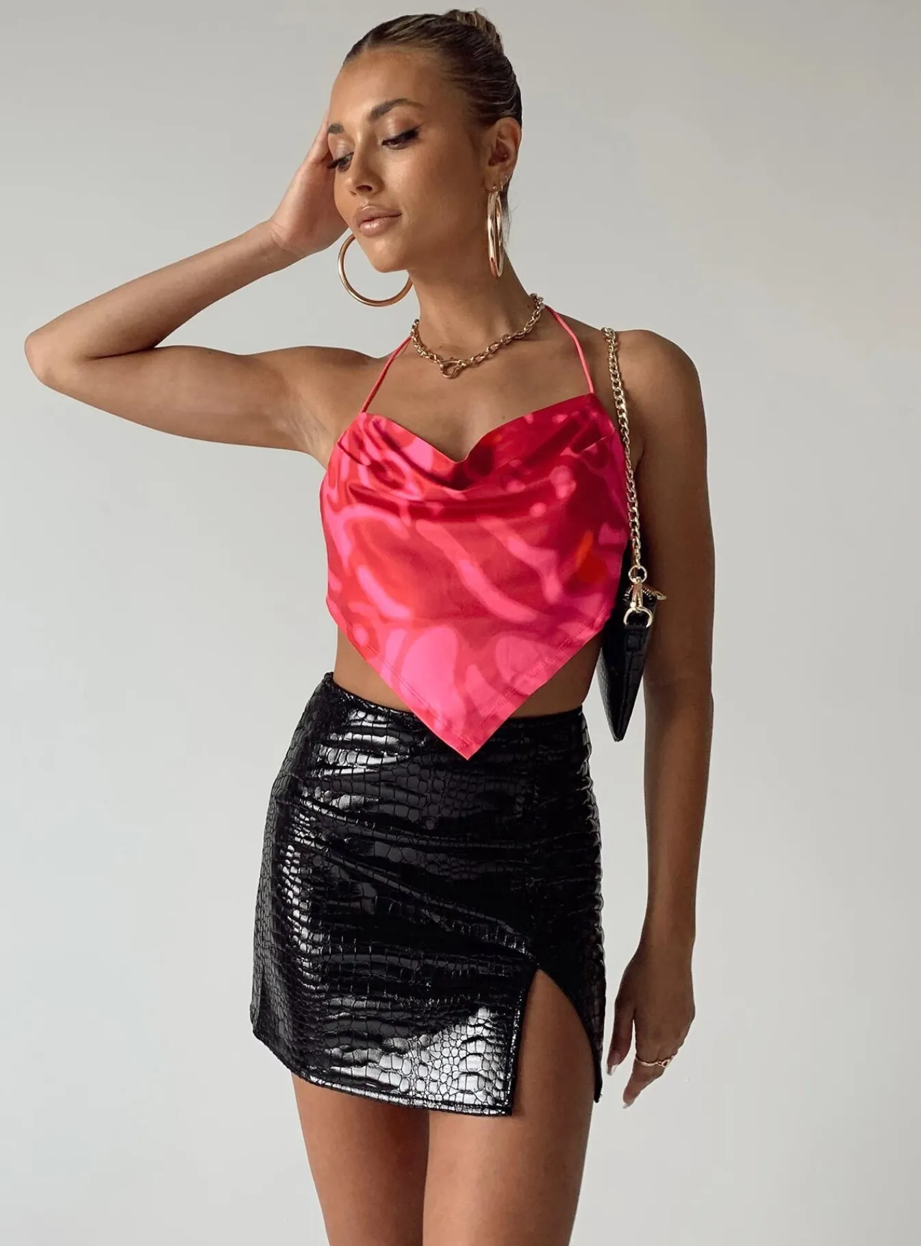 Princess Polly The Wren Mini Skirtcroc Black Discount