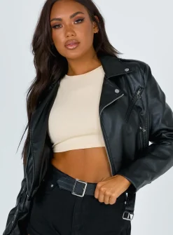 Princess Polly The Zeppelin Faux Leather Jacket Black Best