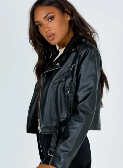 Princess Polly The Zeppelin Faux Leather Jacket Black Best