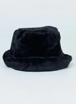 Princess Polly Theo Plush Bucket Hat  Black Clearance