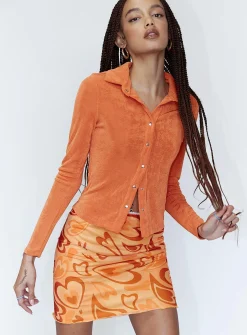 Princess Polly Theordore Mini Skirt  Orange New
