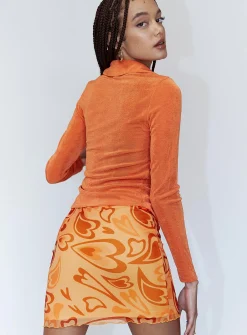 Princess Polly Theordore Mini Skirt  Orange New