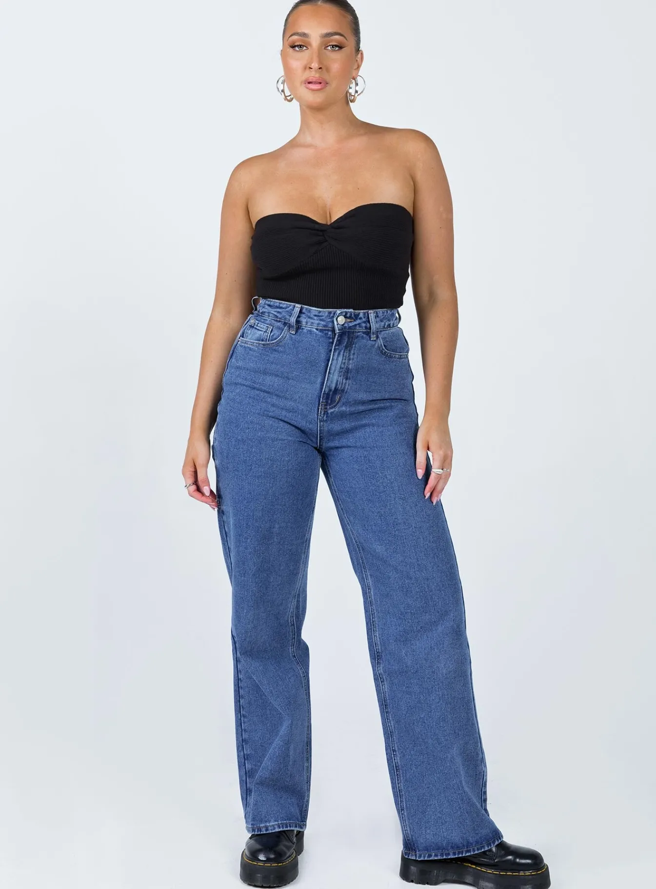 Princess Polly Theore High Waisted Mom Jean Mid Wash Denim Discount