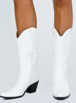 Princess Polly Therapy Clayton Boots  White Outlet