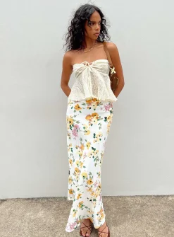 Princess Polly Thyme Maxi Skirt  White Floral Hot