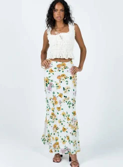 Princess Polly Thyme Maxi Skirt  White Floral Hot