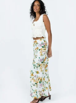 Princess Polly Thyme Maxi Skirt  White Floral Hot