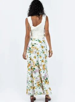 Princess Polly Thyme Maxi Skirt  White Floral Hot
