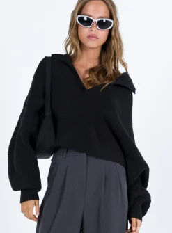 Princess Polly Tiara Cropped Sweater  Black Best Sale