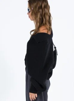 Princess Polly Tiara Cropped Sweater  Black Best Sale