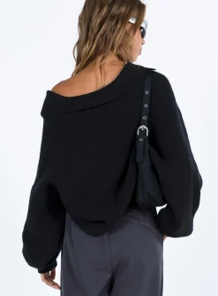 Princess Polly Tiara Cropped Sweater  Black Best Sale