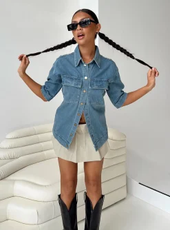 Princess Polly Tilse Jacket  Denim Clearance