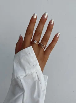 Princess Polly Time Out Ring Set  Gold Flash Sale