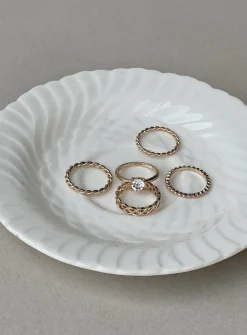 Princess Polly Time Out Ring Set  Gold Flash Sale