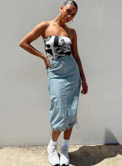 Princess Polly Tinba Midi Skirt  Blue Store
