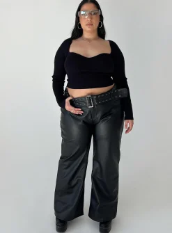Princess Polly Torridon Eyelet Belt Faux Leather Pantscurve Black Outlet