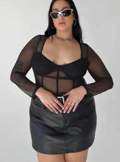 Princess Polly Torridon Eyelet Belt Faux Leather Mini Skirtcurve Black Flash Sale