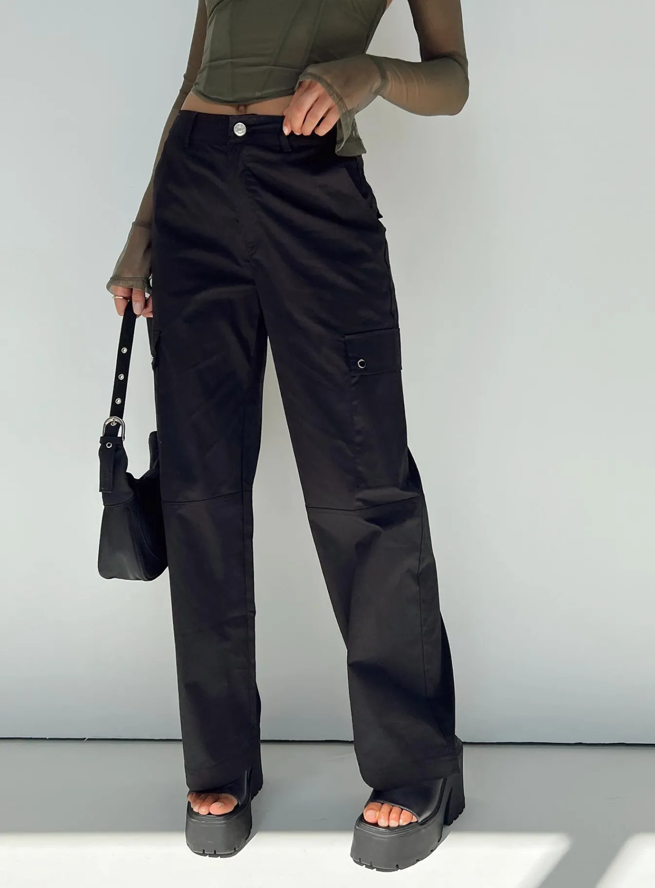 Princess Polly Toscan Cargo Pants Black Fashion