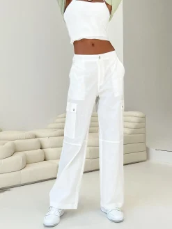 Princess Polly Toscan Cargo Pants  White New