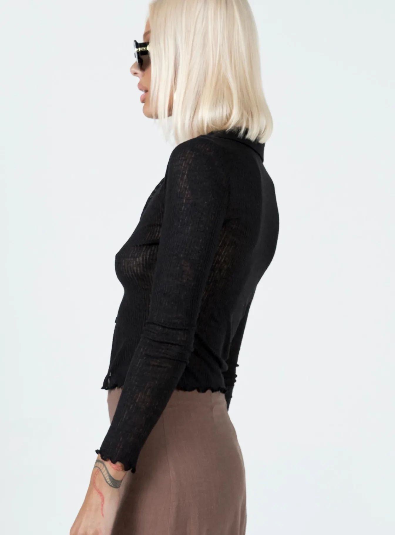Princess Polly Travers Long Sleeve Top Black Hot
